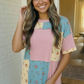 Patchwork Floral Waffle Knit Top