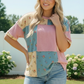 Patchwork Floral Waffle Knit Top