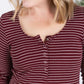 Striped Henley Long Sleeve - Burgundy