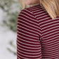 Striped Henley Long Sleeve - Burgundy