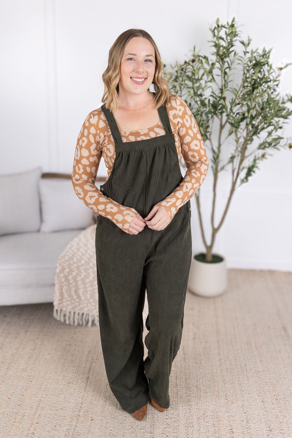 *new* Corduroy Overalls - Olive