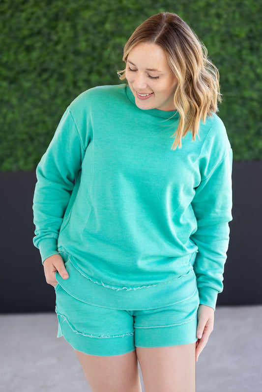 Vintage Wash Pullover - Caribbean Green