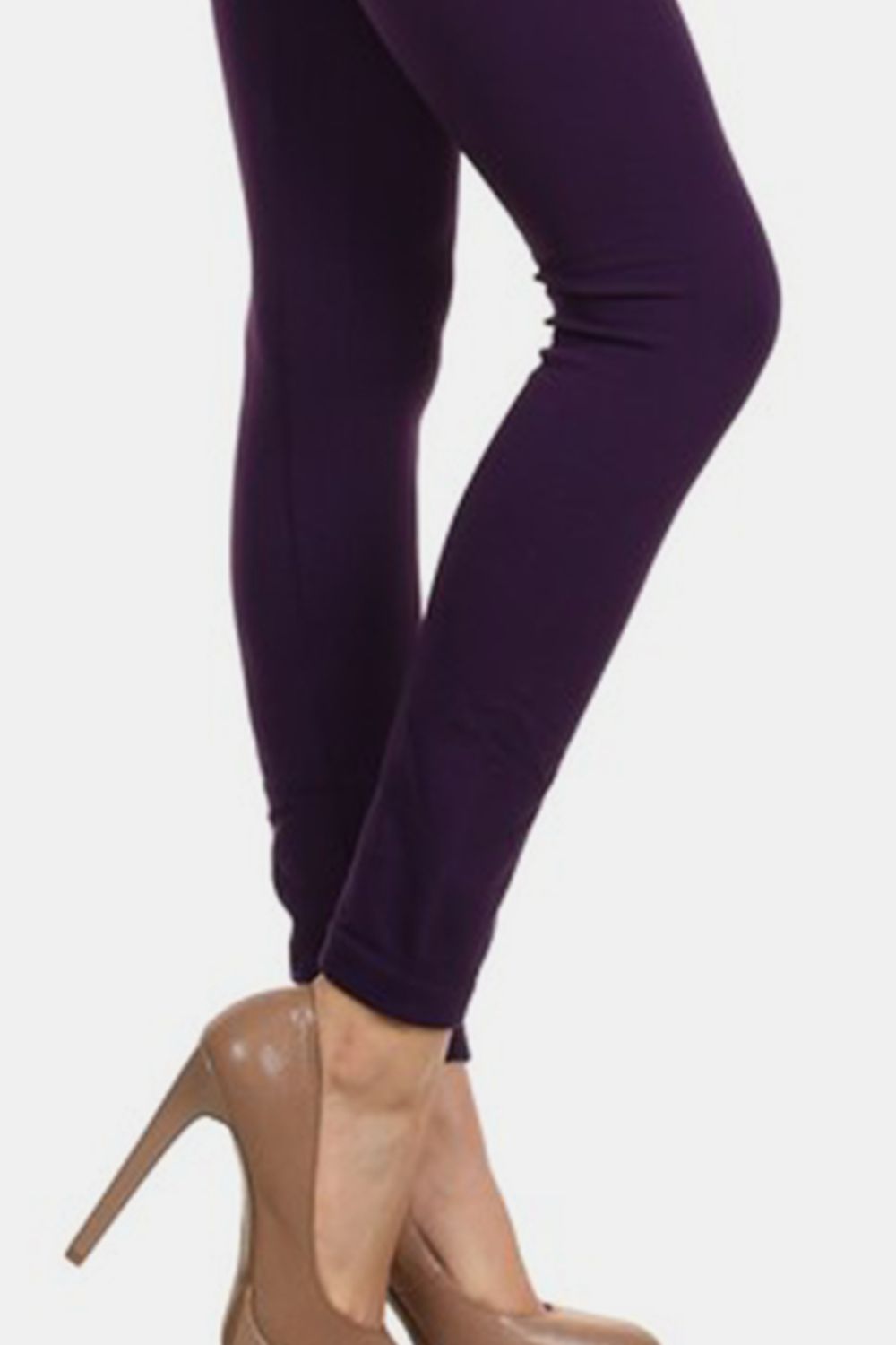 Seamless High Waist Fleece Leggings in Deep Purple