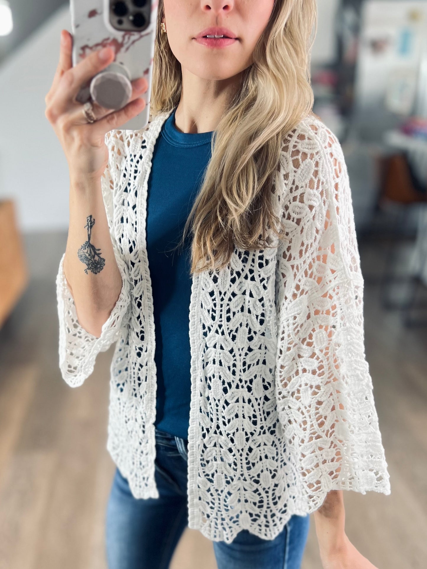 Elegant Leaf Crochet Cardigan