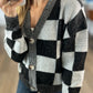 Another Day Black Check Cardigan