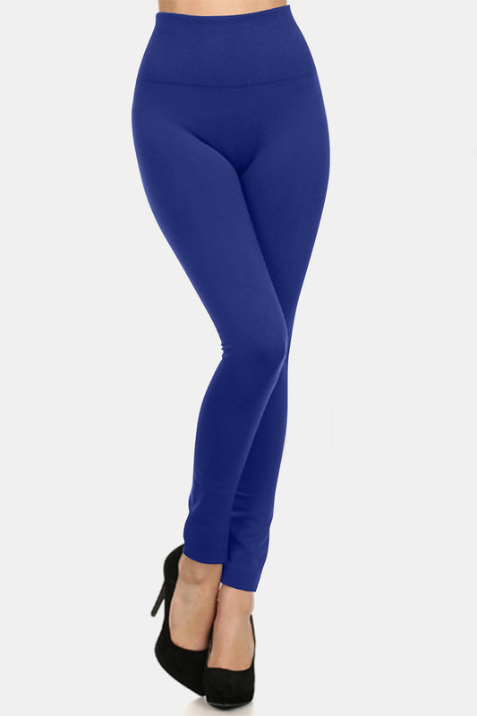 Seamless High Waist Fleece Leggings in Navy