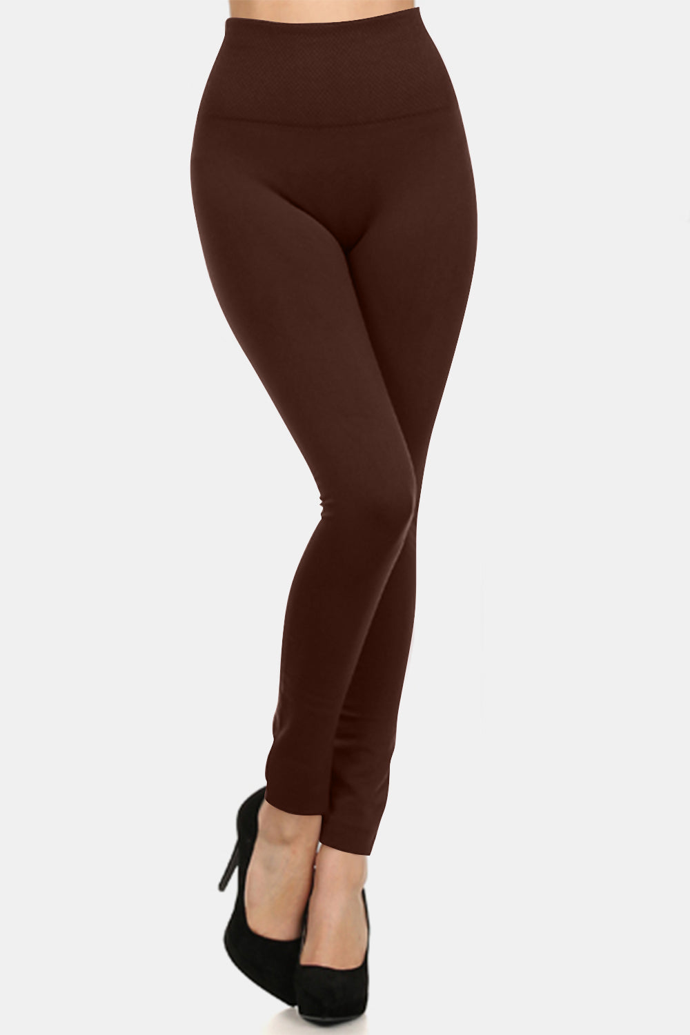 Seamless Fleece Lined Leggings in Coffee