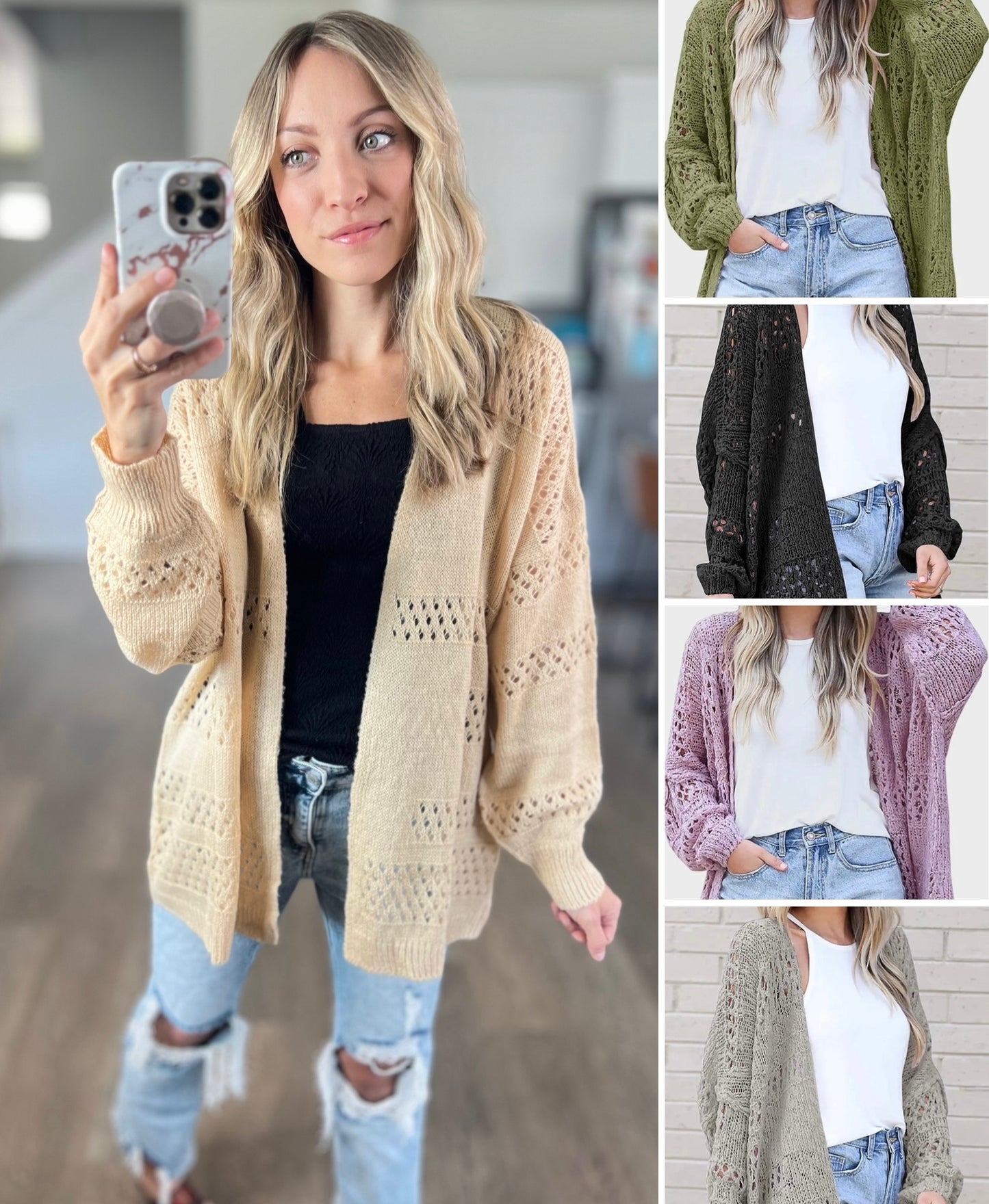 Openwork Long Sleeve Cardigan