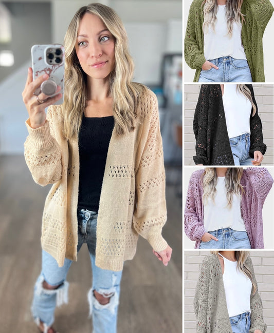 Openwork Long Sleeve Cardigan