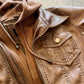 [camel] Hooded Vegan Leather Jacket