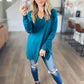 V-Neck Front Seam Sweater in Heather Ocean Teal