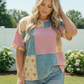 Patchwork Floral Waffle Knit Top