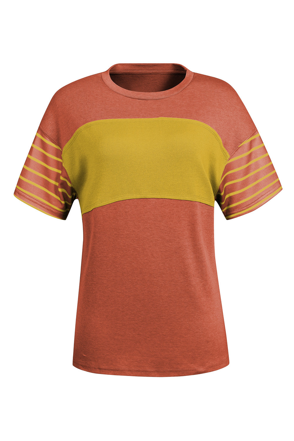 Color-block Round Neck Short Sleeve Tee