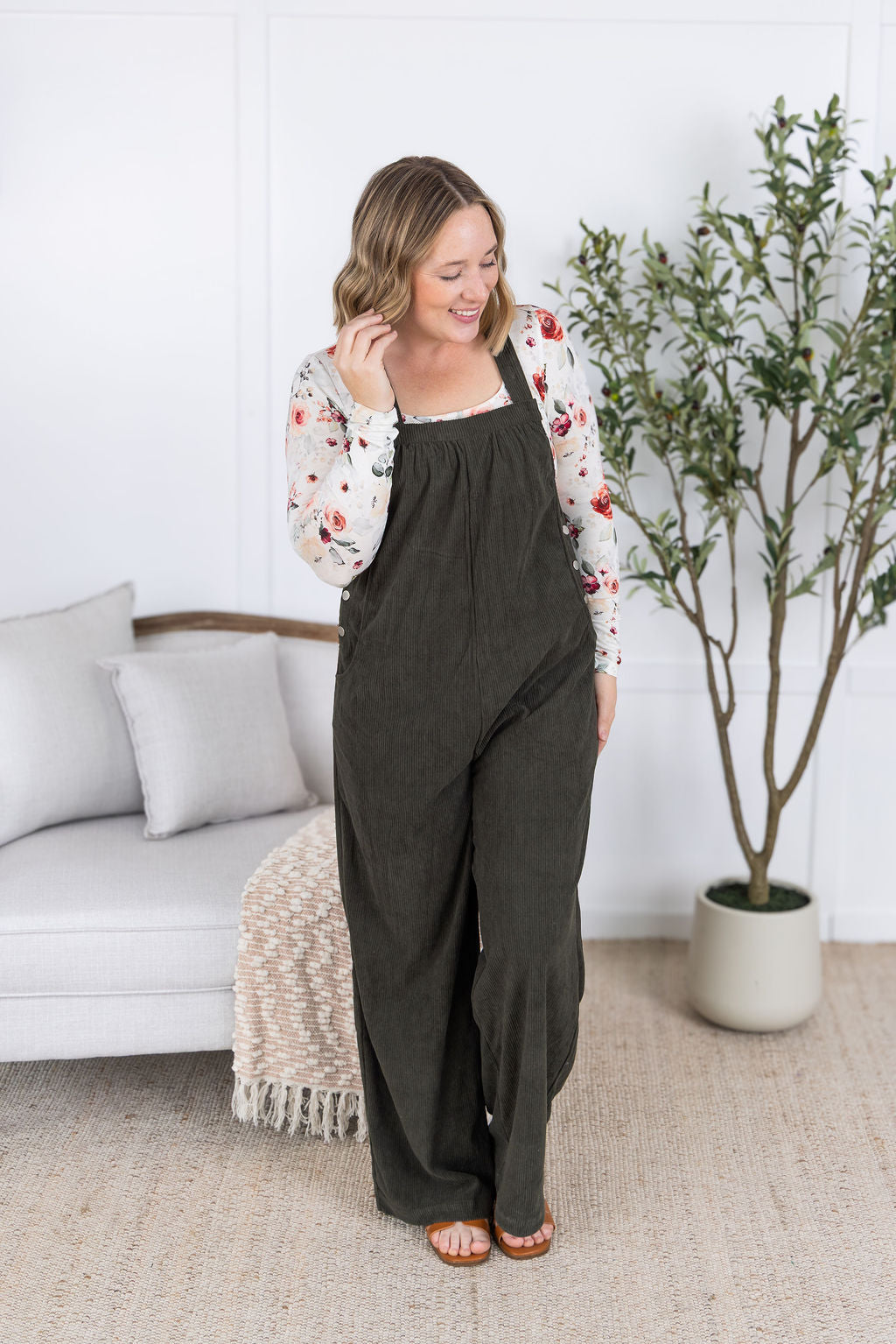 *new* Corduroy Overalls - Olive