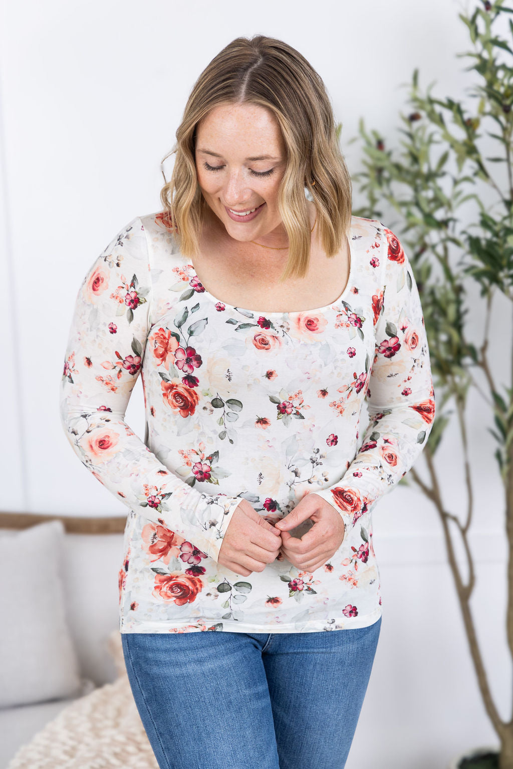 Alyssa Long Sleeve Top - Pink Bloom