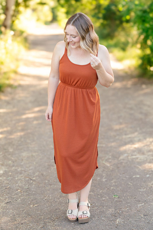 Reagan Ribbed Midi Dress - Rust FINAL SALE