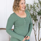 Striped Henley Long Sleeve - Fern