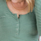 Striped Henley Long Sleeve - Fern