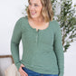 Striped Henley Long Sleeve - Fern
