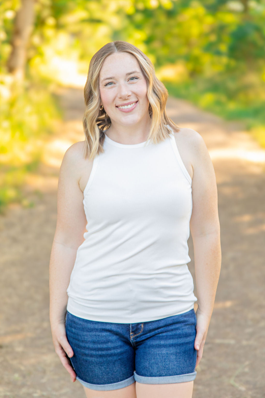 Tara Ribbed Tank - White