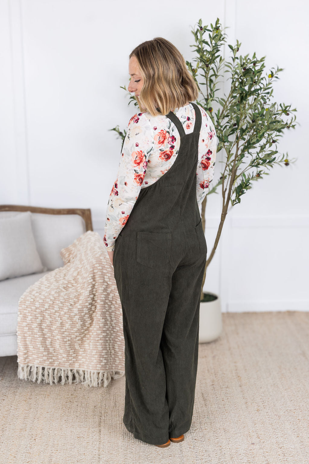 *new* Corduroy Overalls - Olive