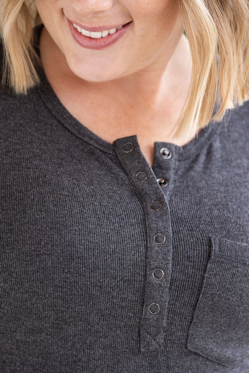 Georgia Long Sleeve Top - Charcoal