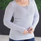 Striped Henley Long Sleeve - White