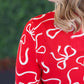Alyssa Long Sleeve Top - Red and White Ribbons