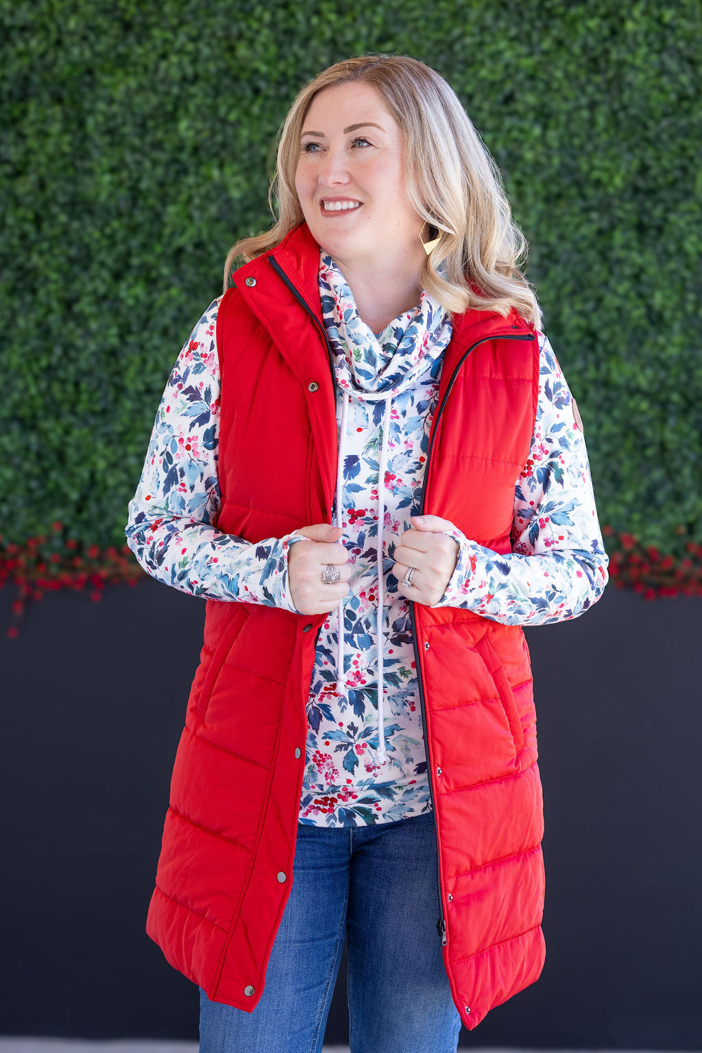 *new* Harlow Long Vest - Red