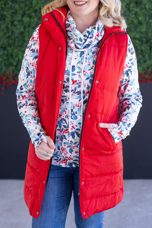 *new* Harlow Long Vest - Red