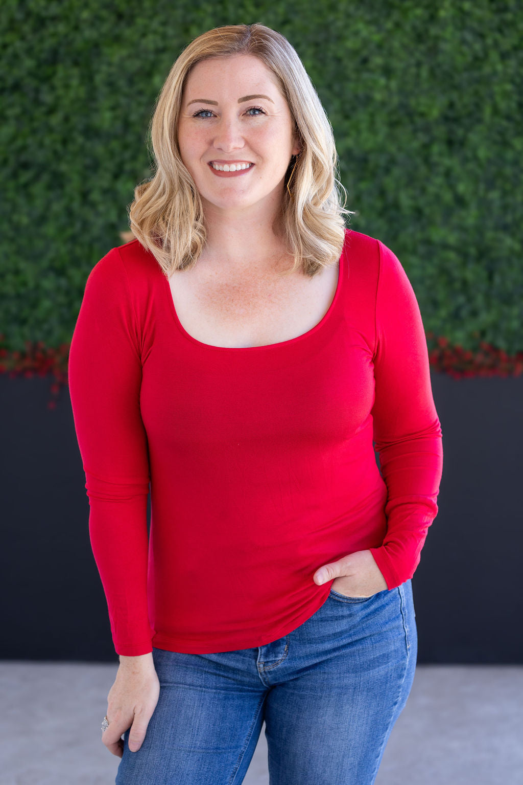 Alyssa Long Sleeve Top - Red