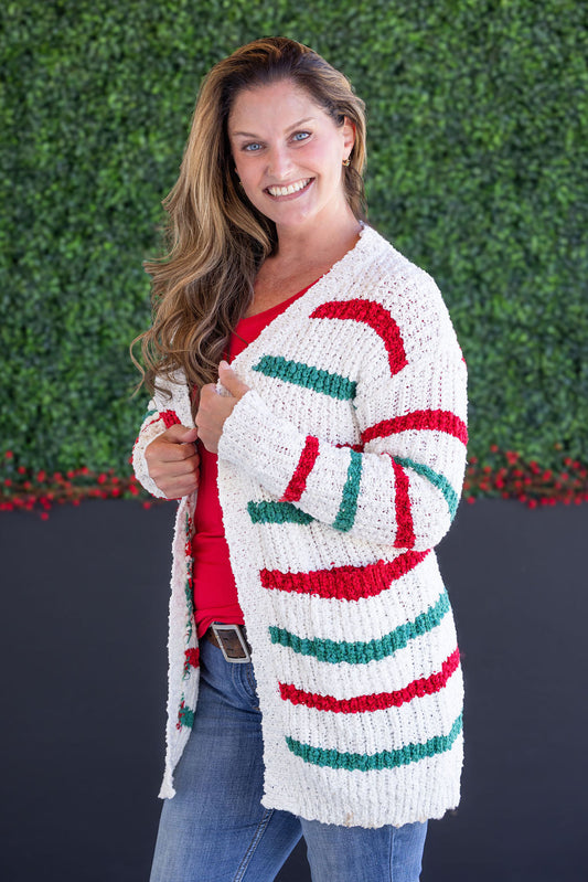 *new* Stripe Cardigan - Christmas Stripe