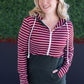 *new* Soft Classic HalfZip Hoodie - Evergreen and Burgundy Stripes
