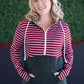 *new* Soft Classic HalfZip Hoodie - Evergreen and Burgundy Stripes
