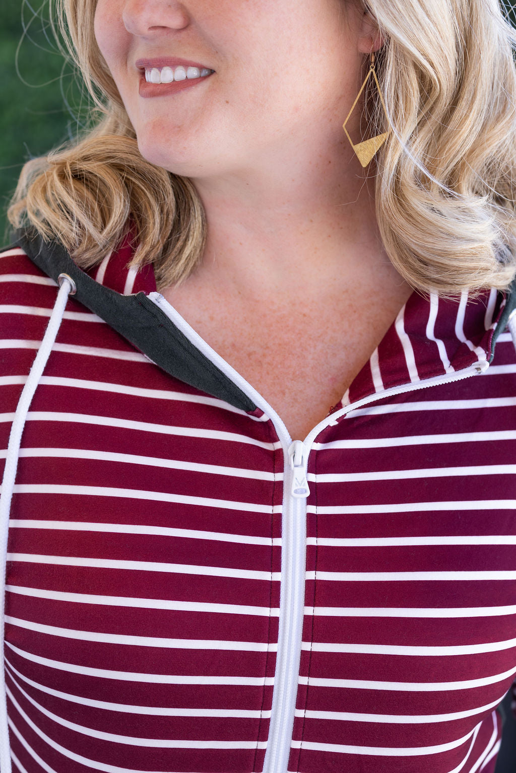 *new* Soft Classic HalfZip Hoodie - Evergreen and Burgundy Stripes