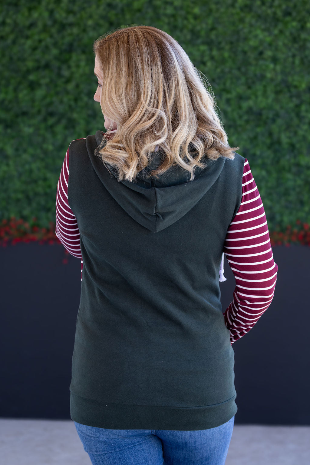 *new* Soft Classic HalfZip Hoodie - Evergreen and Burgundy Stripes