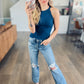 Skinny Rib Grecian Neck Built in Bra Tank