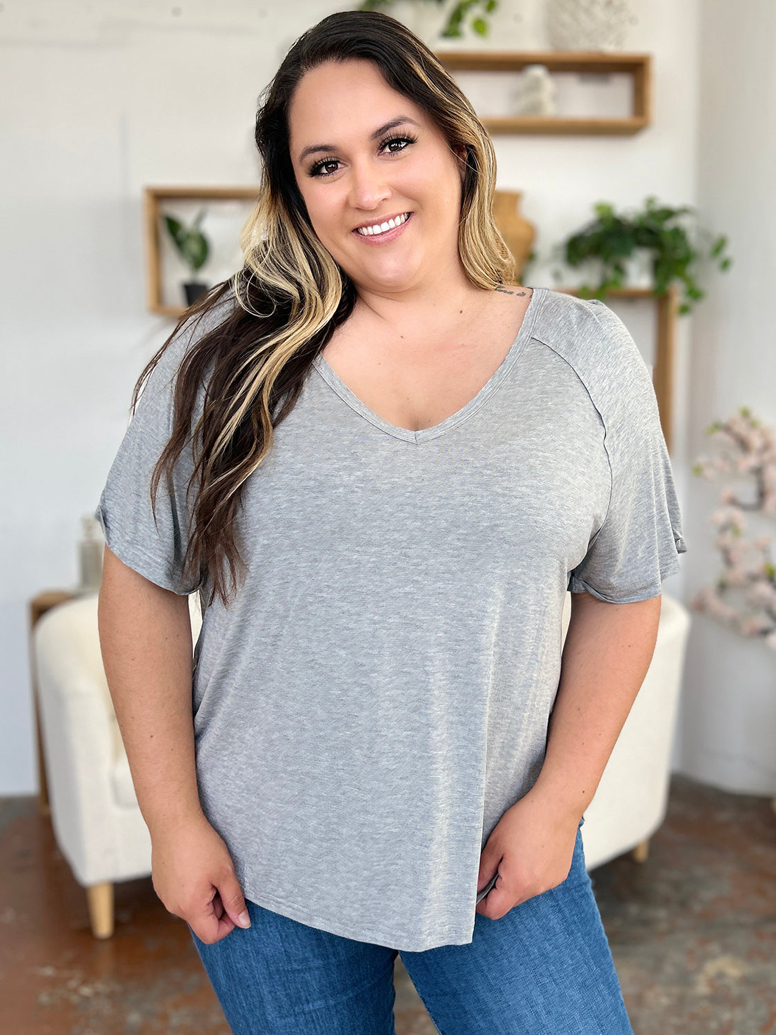 Basics Bamboo V-Neck Top