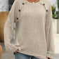 Mandy Decor Button Long Sleeve Ribbed T-Shirt