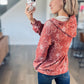 Maxine Floral Ribbed Hoodie in Rust