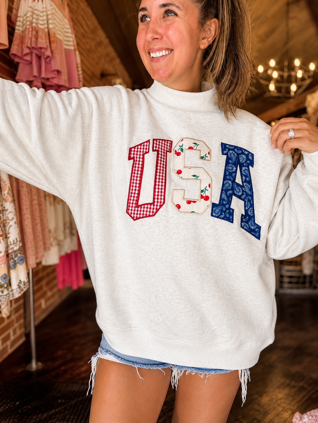 USA Mock Neck Pullover