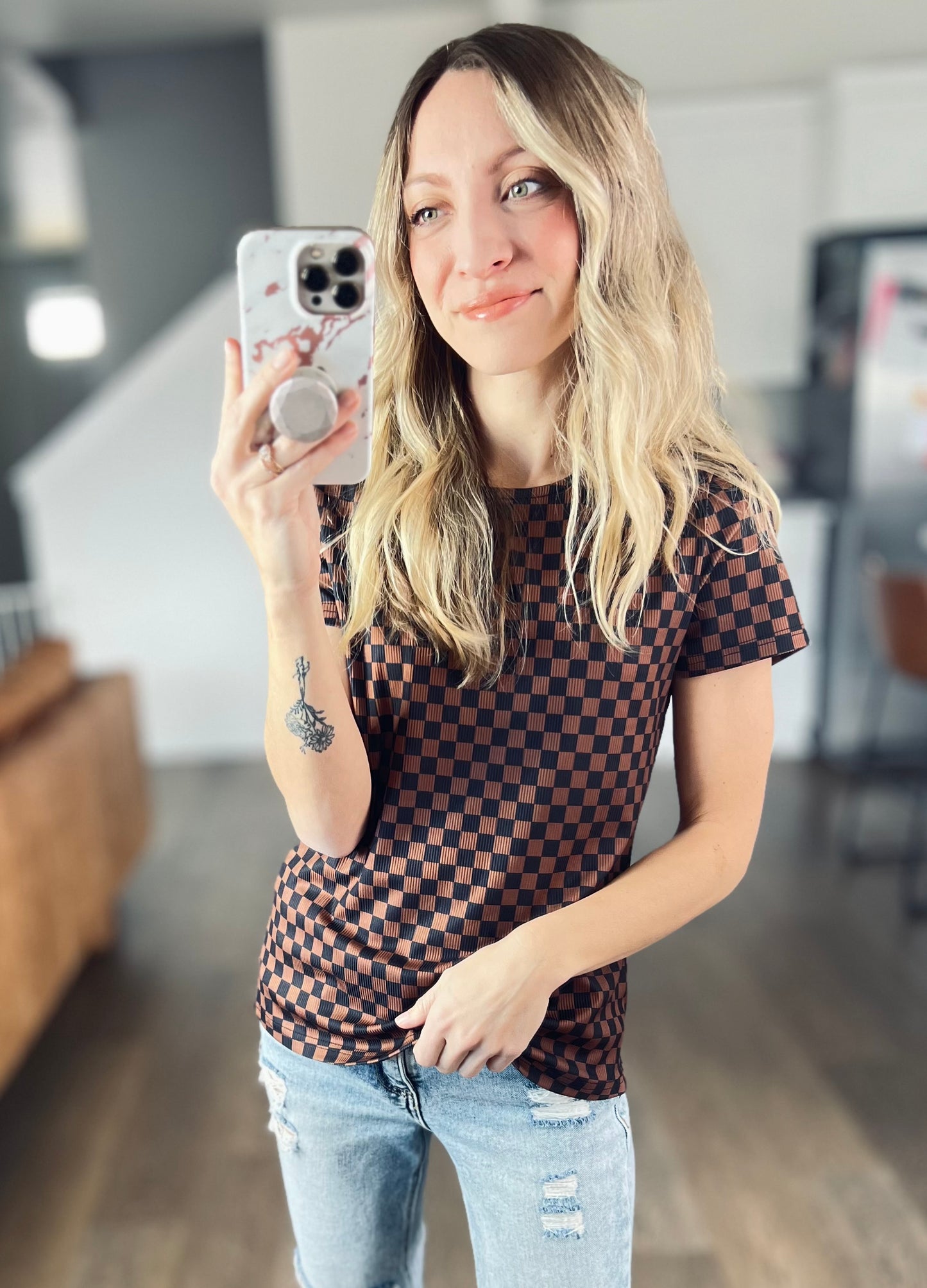 SHIPS FREE TODAY // Checkered Charm Tee