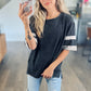 Vintage Varsity Top in Ash Black