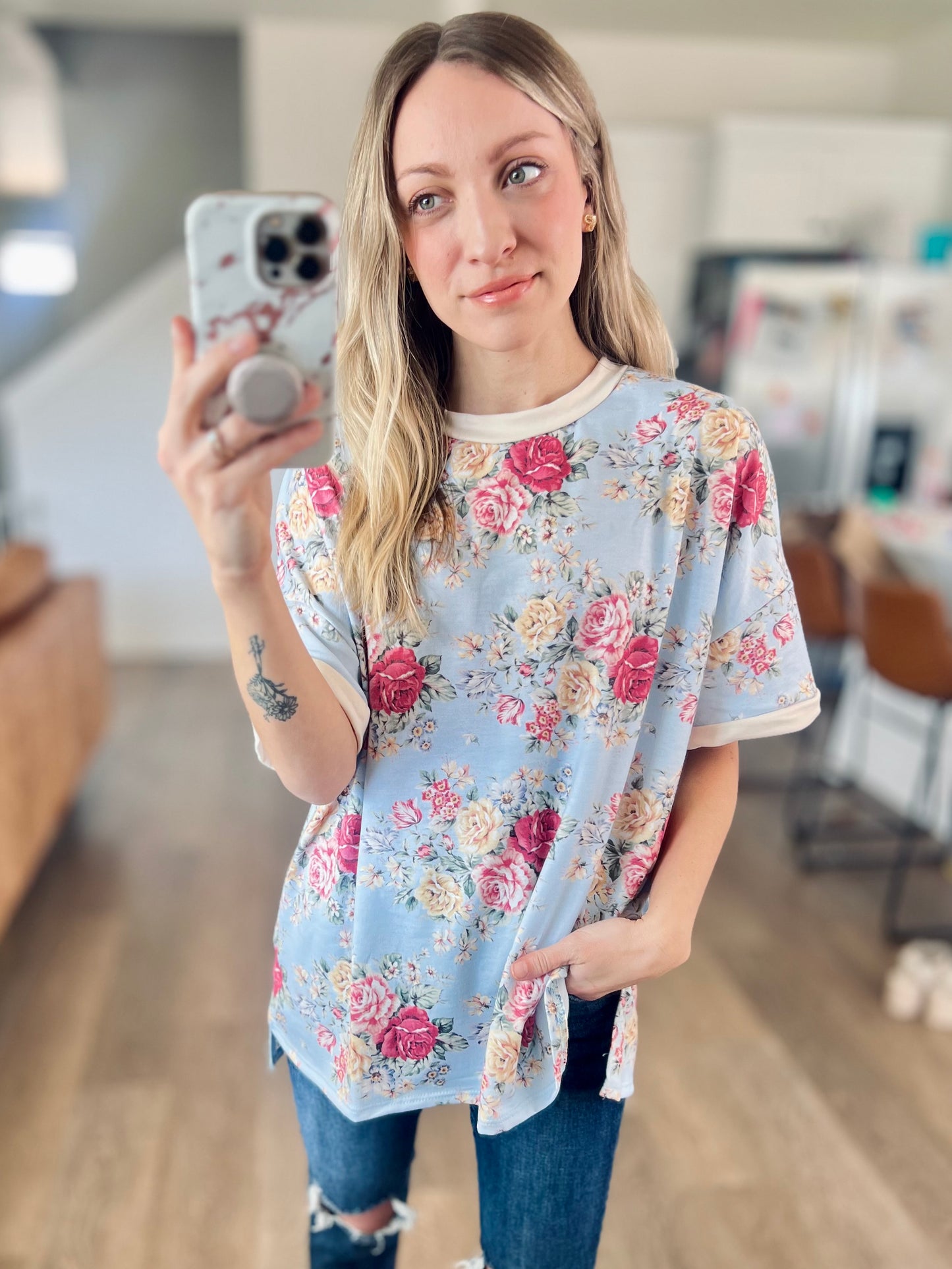 *new* Vintage Bloom Light Blue Boyfriend Tee