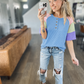 *free ship today* Twisted Rib Colorblock Henley
