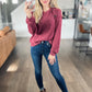 Mandy Decor Button Long Sleeve Ribbed T-Shirt