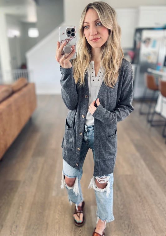Current Favorite Cardigan in Dark Charcoal
