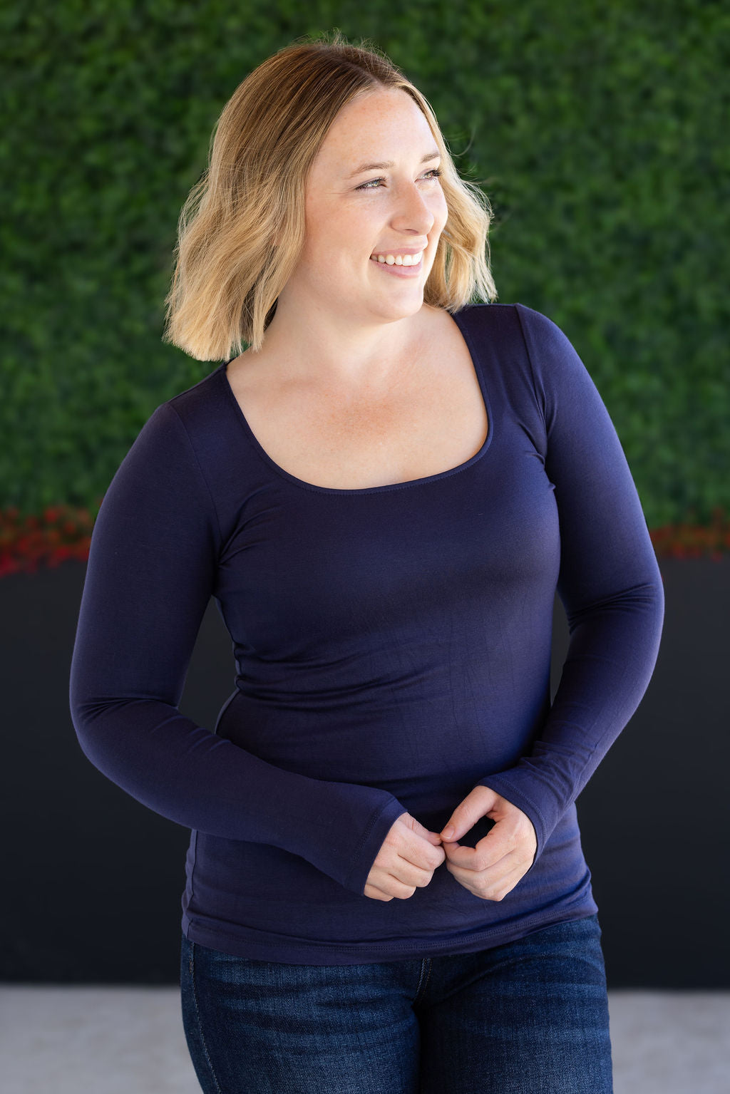 Alyssa Long Sleeve Top - Navy