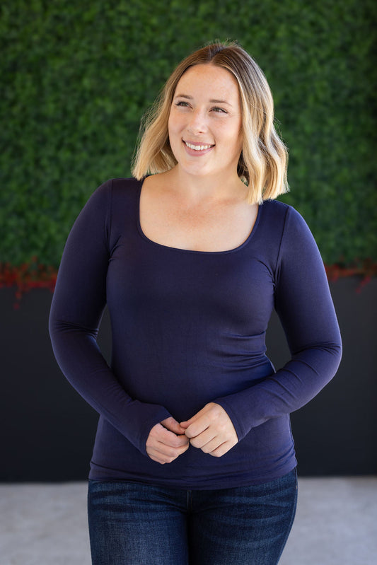 Alyssa Long Sleeve Top - Navy