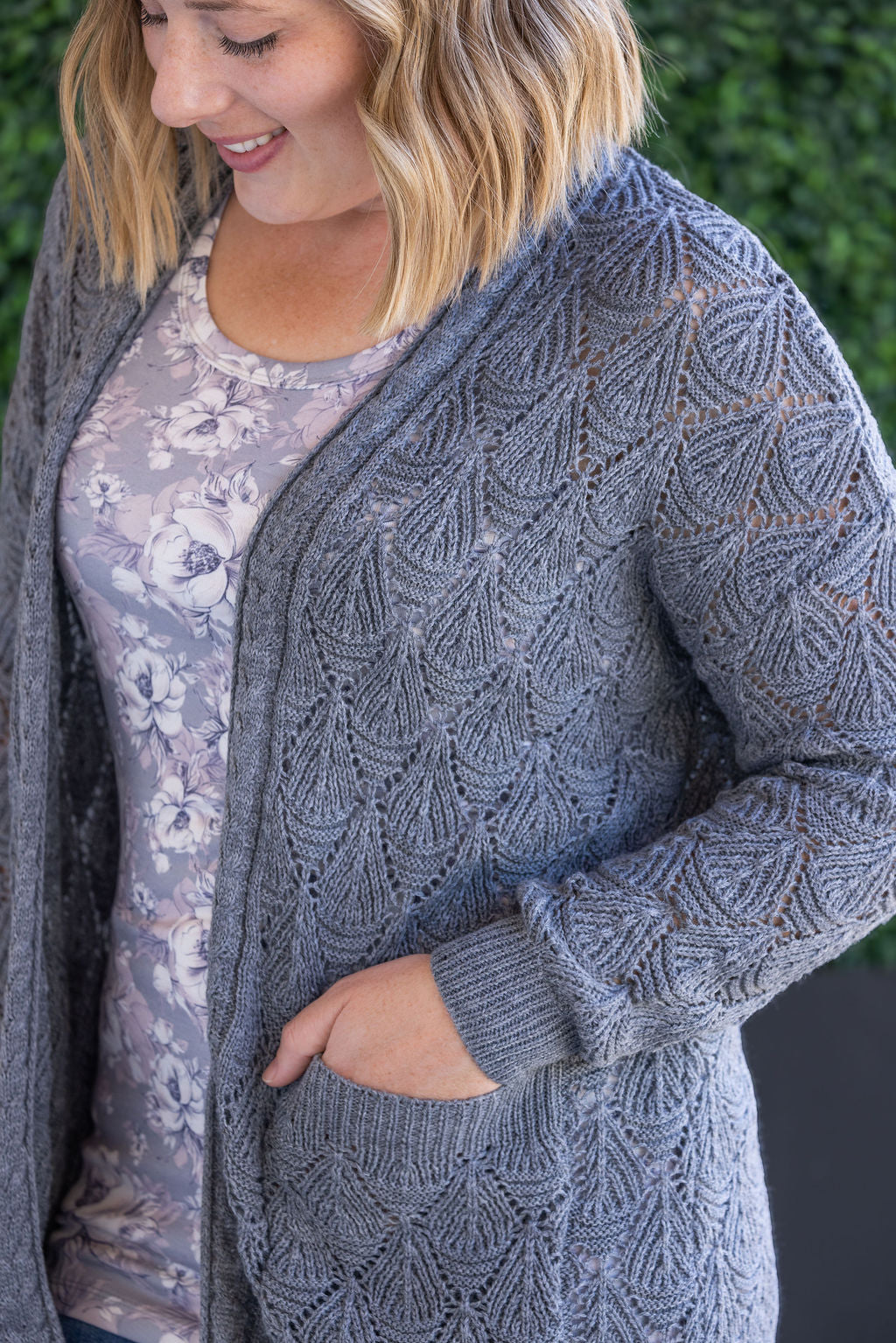 IN STOCK Open Knit Cardigan - Grey